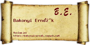 Bakonyi Ernák névjegykártya